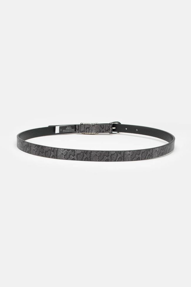 Ceinture Lemmy en cuir effet python grise