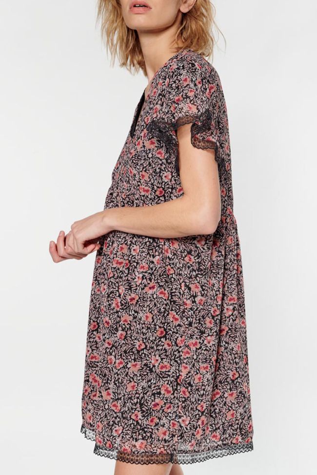 Robe Angie à motif fleuri rose