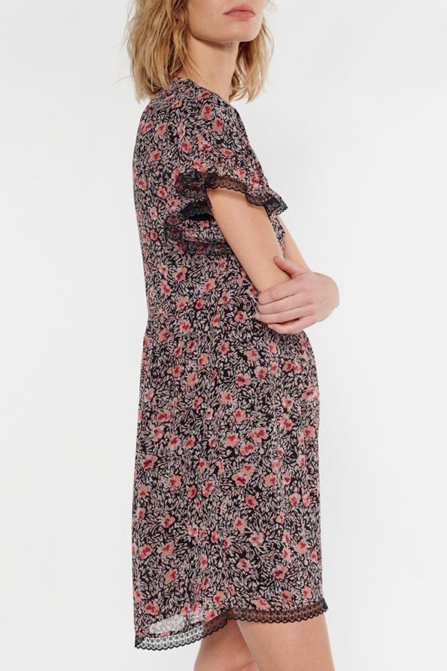 Robe Angie à motif fleuri rose