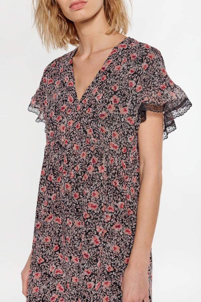 Robe Angie à motif fleuri rose