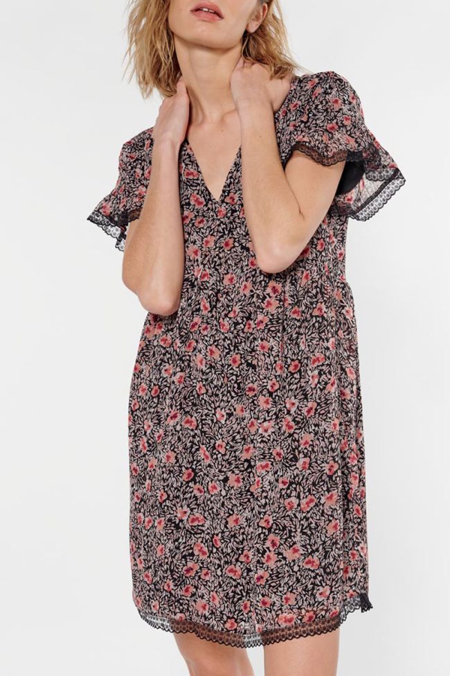 Robe Angie à motif fleuri rose