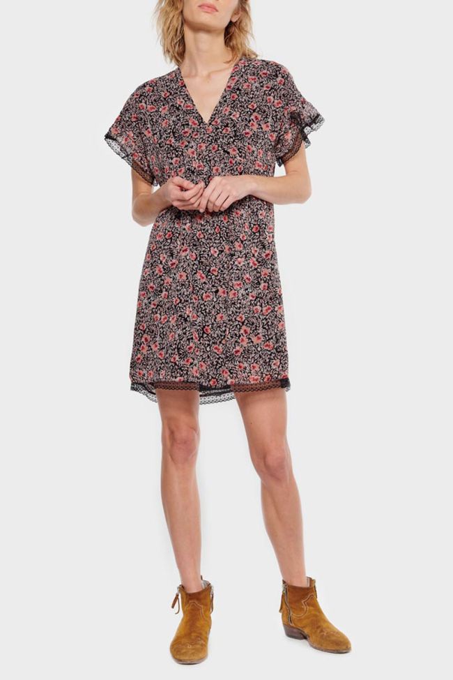 Robe Angie à motif fleuri rose