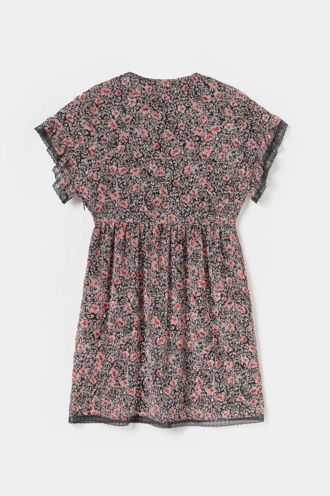Robe Angie à motif fleuri rose