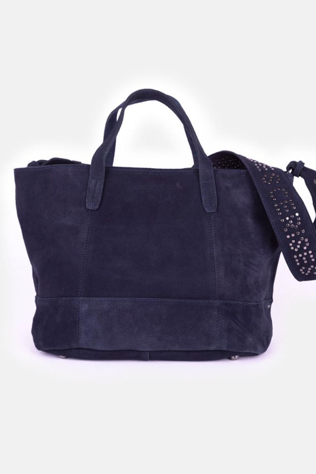 Sac Astier en cuir suède bleu nuit