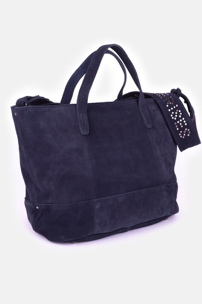 Sac Astier en cuir suède bleu nuit