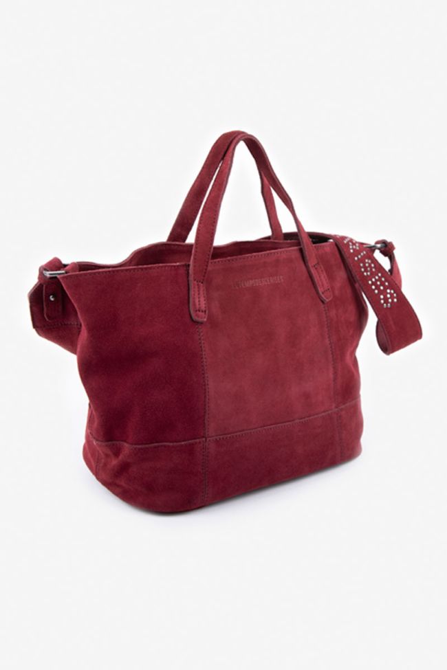 Sac Astier en cuir suède bordeaux