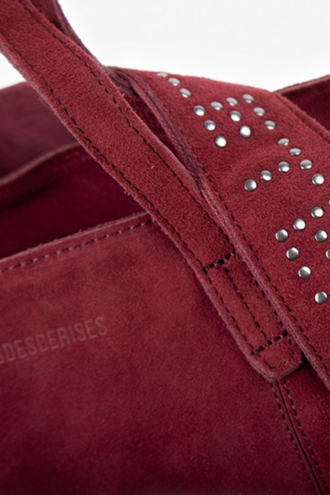 Sac Astier en cuir suède bordeaux