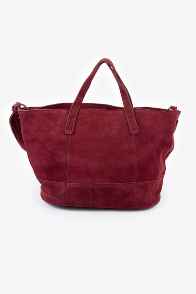Sac Astier en cuir suède bordeaux