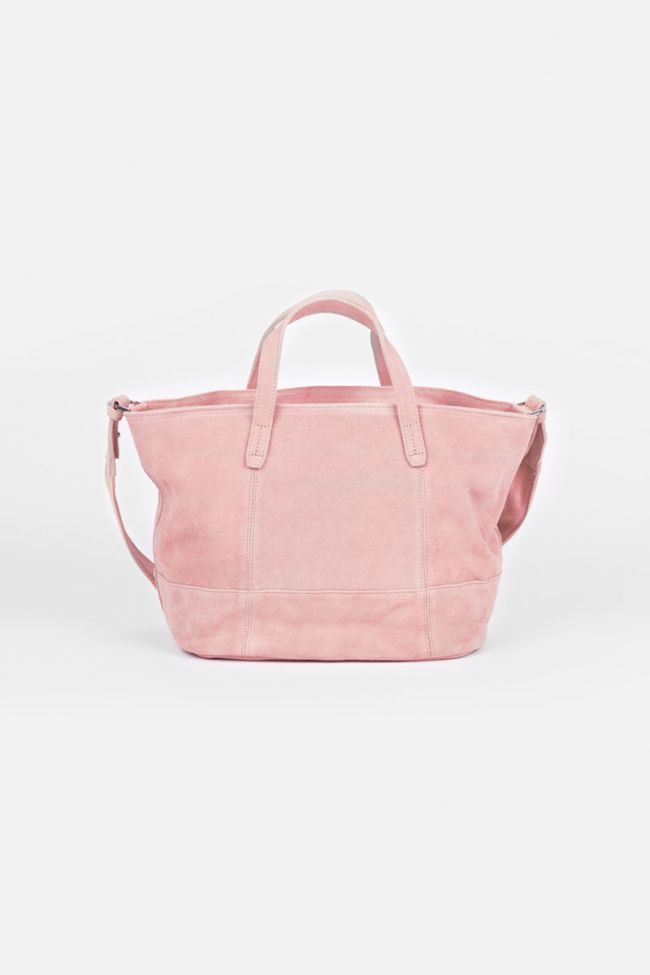 Sac Astier en cuir suède rose poudré