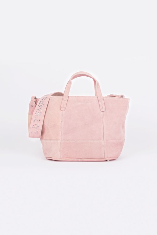Sac Astier en cuir suède rose poudré