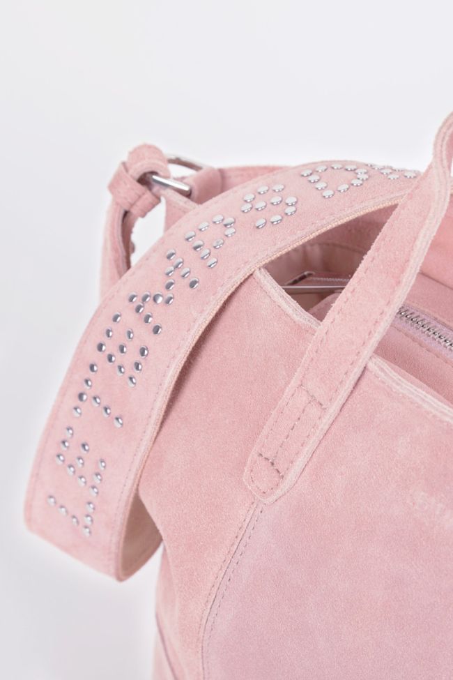 Sac Astier en cuir suède rose poudré