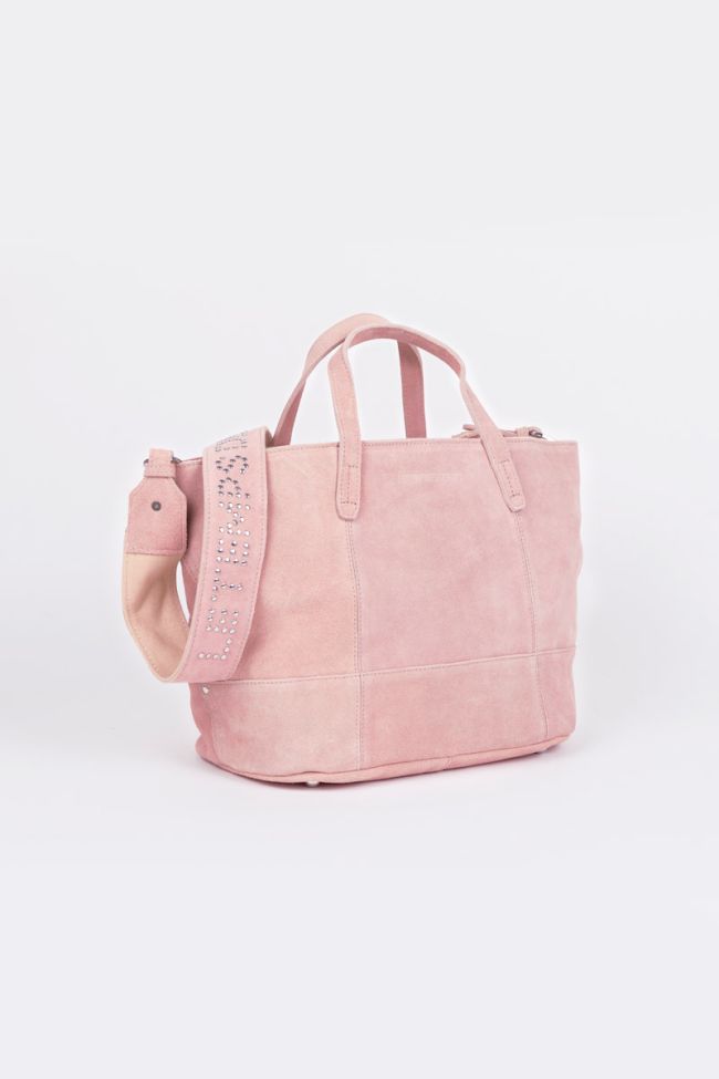Sac Astier en cuir suède rose poudré