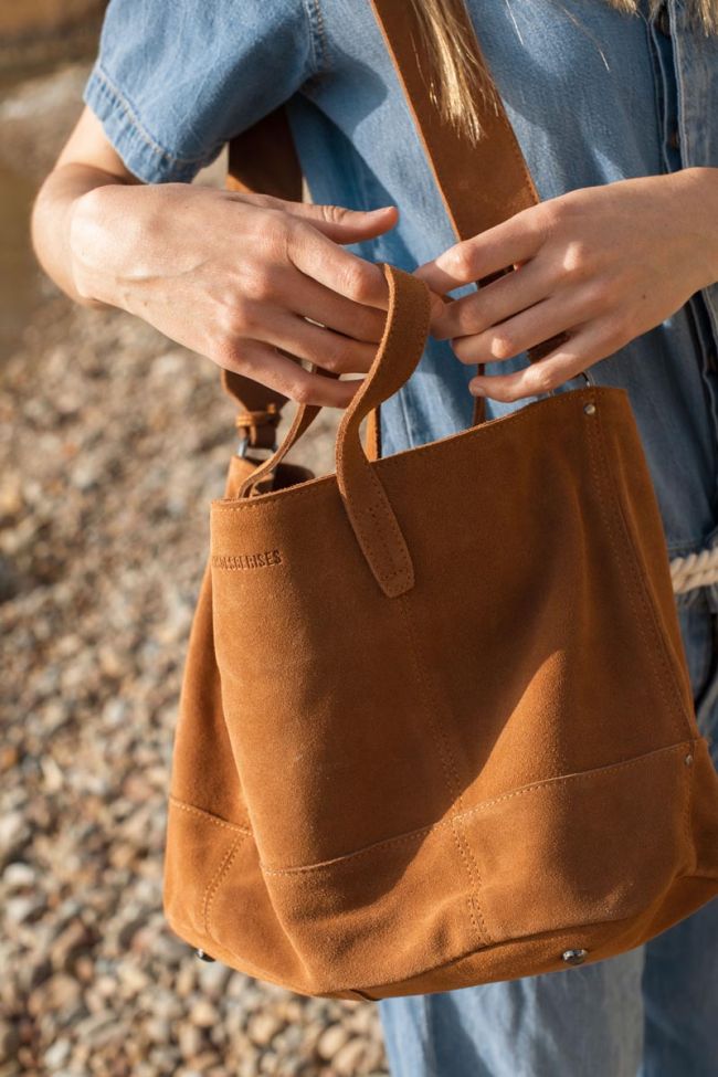 Sac Astier en cuir suède camel