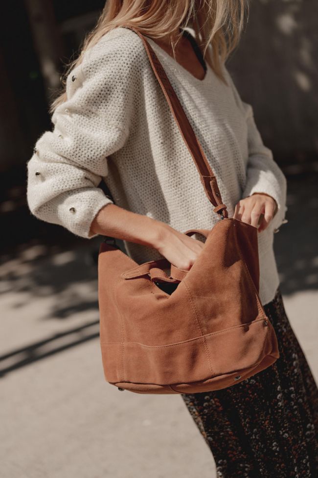 Sac Astier en cuir suède camel