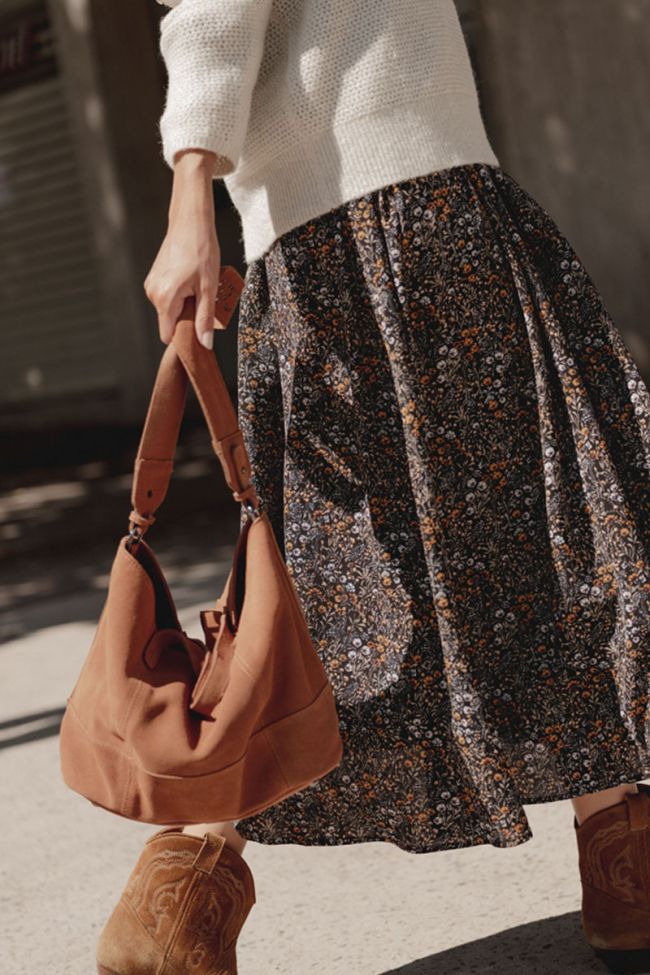 Sac Astier en cuir suède camel