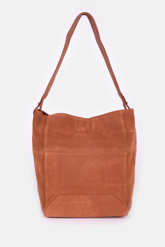 Sac seau Bali en cuir suède camel