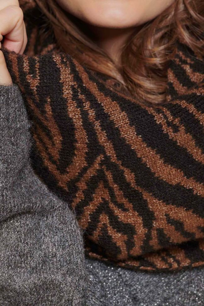 Tour de cou Bra à motif zèbre marron