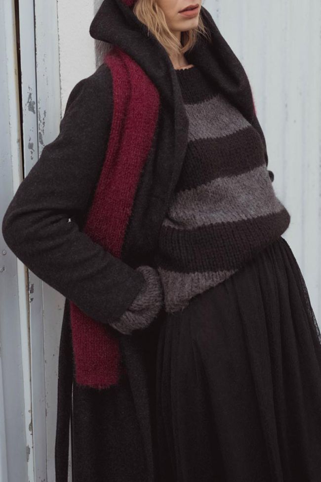 Pull Colombe à rayures noires et anthracite