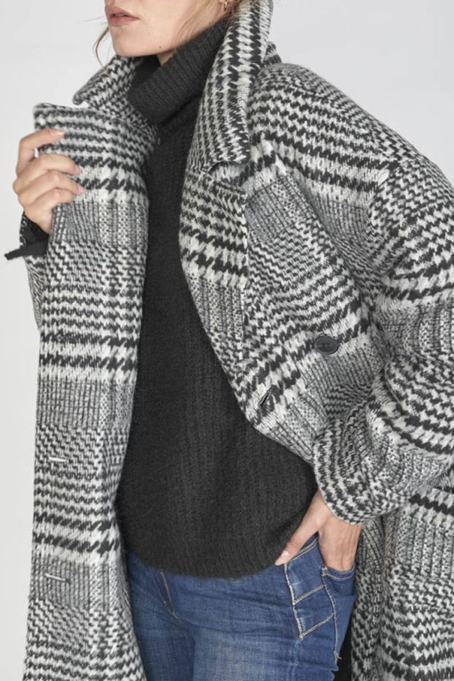 Manteau Darlene noir et blanc à motif pied de poule