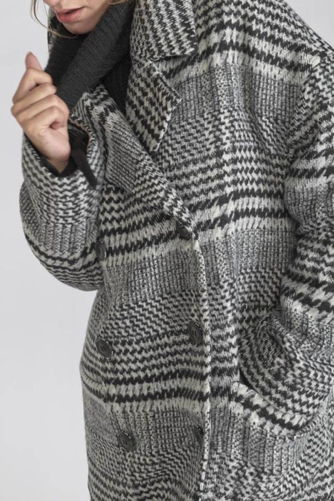 Manteau Darlene noir et blanc à motif pied de poule