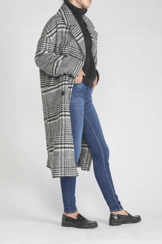 Manteau Darlene noir et blanc à motif pied de poule