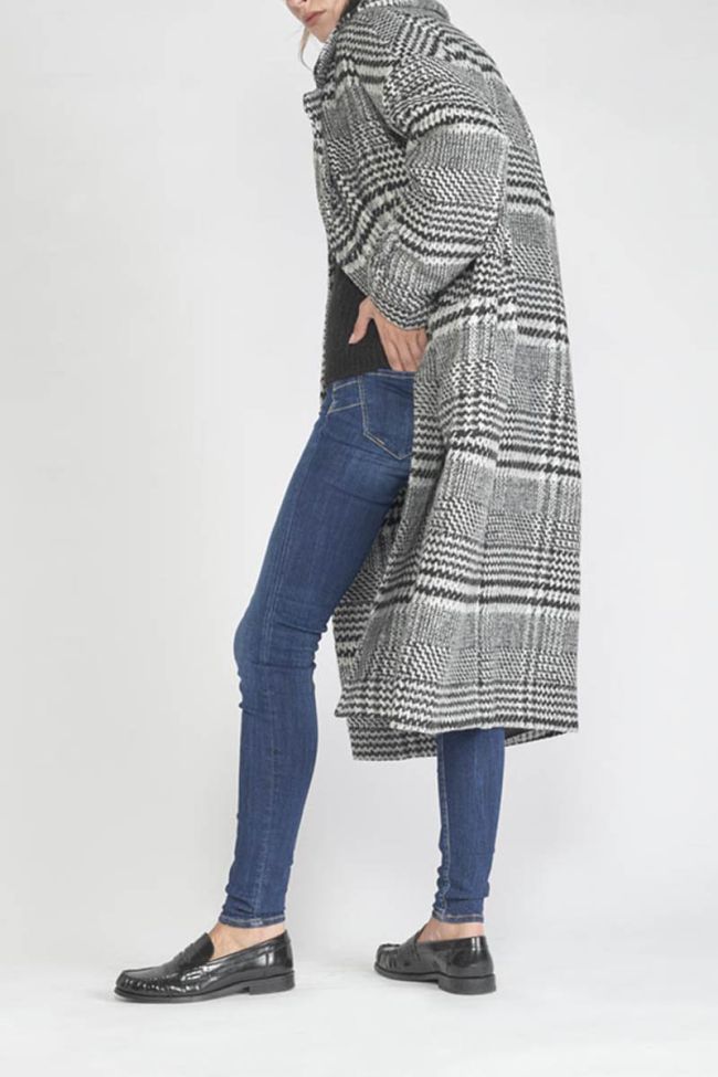 Manteau Darlene noir et blanc à motif pied de poule