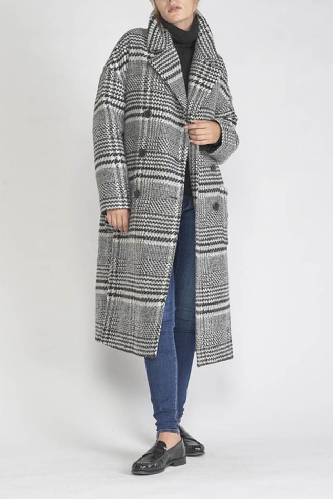 Manteau Darlene noir et blanc à motif pied de poule