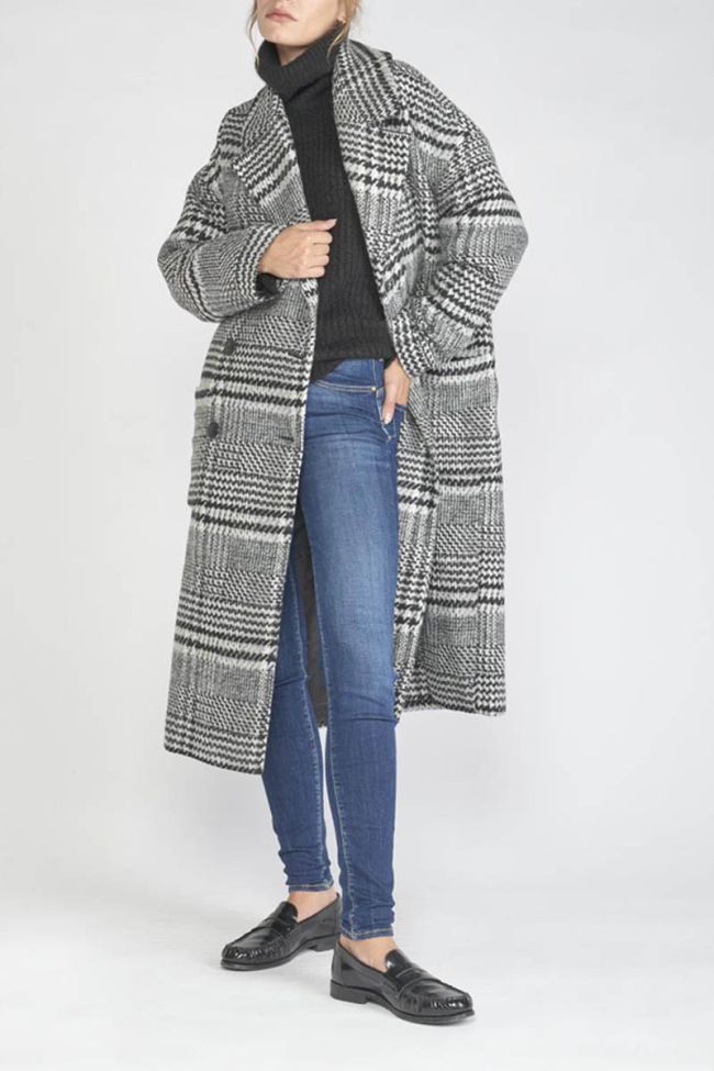 Manteau Darlene noir et blanc à motif pied de poule