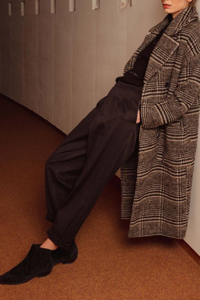 Manteau Darlene à gros carreaux marron