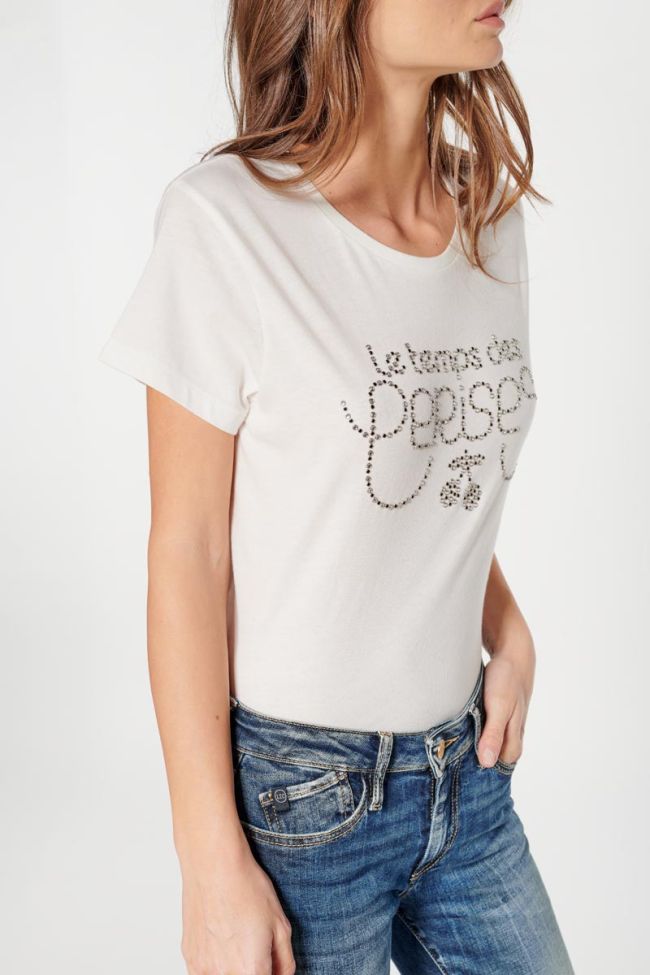T-shirt Diamond crème à strass