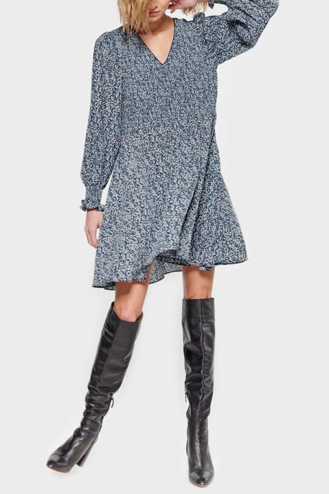 Robe Dickes à motif fleuri bleu