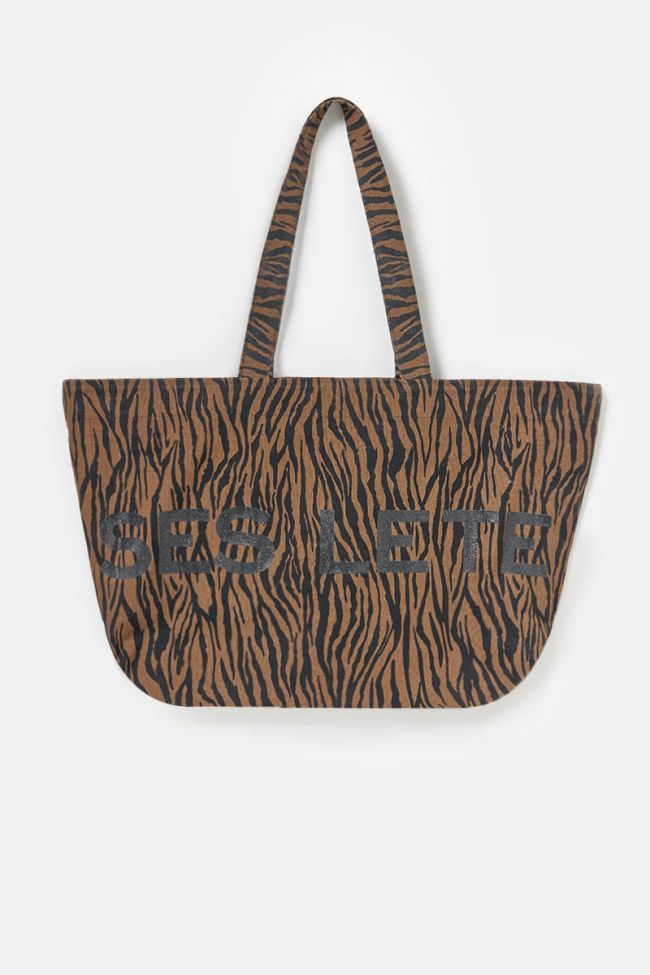 Sac en toile Dory à motif zèbre marron