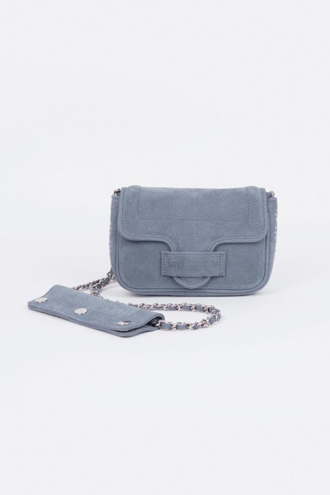 Sac Klelia en cuir suède bleu gris