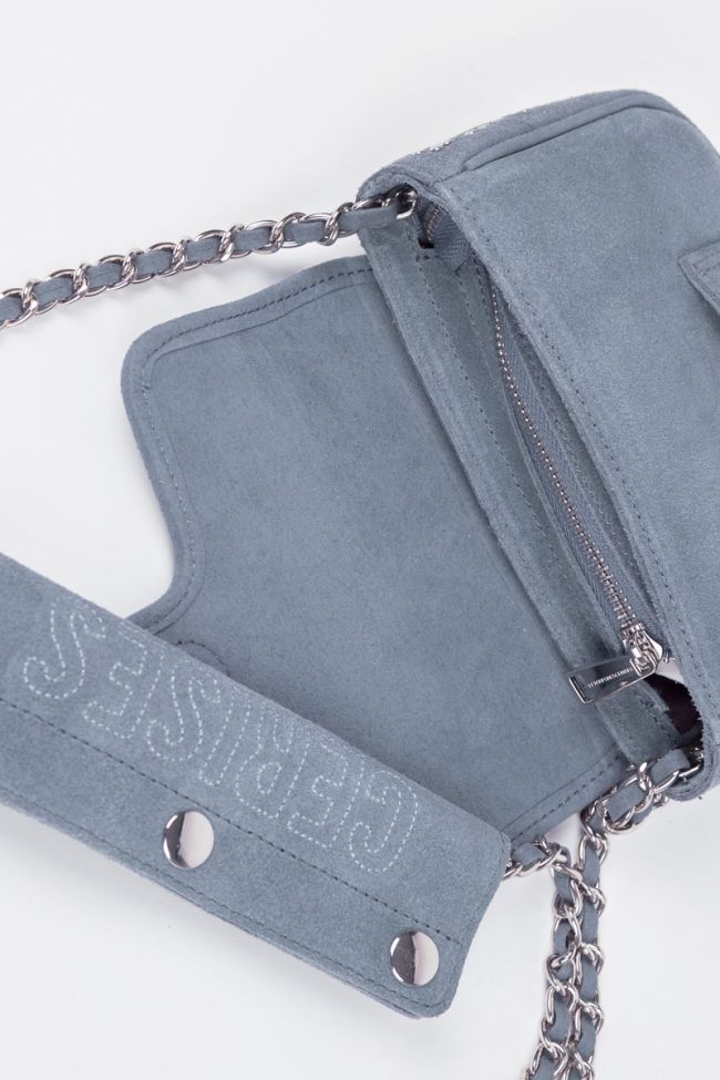 Sac Klelia en cuir suède bleu gris