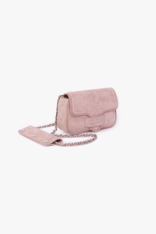 Sac Klelia en cuir suède rose poudré