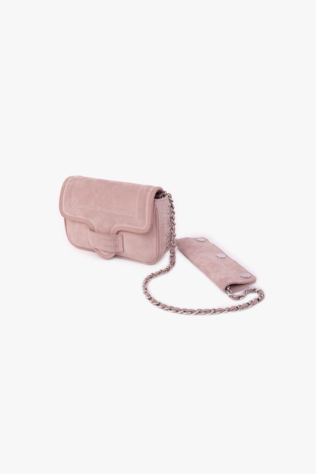 Sac Klelia en cuir suède rose poudré