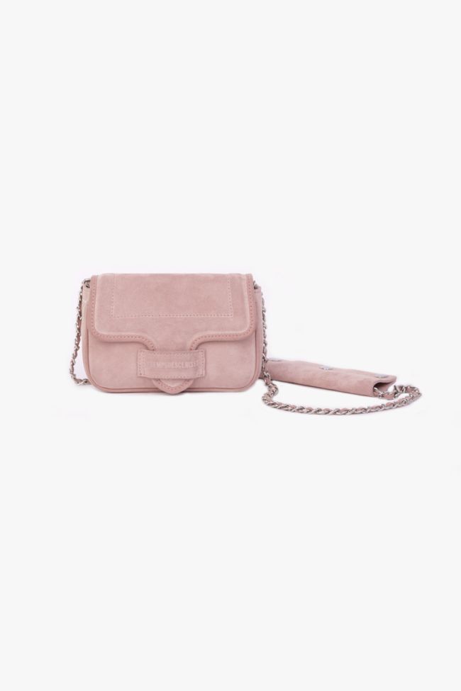 Sac Klelia en cuir suède rose poudré