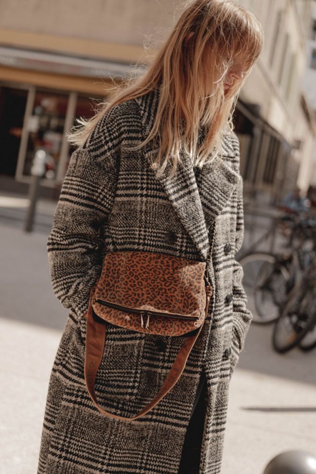 Sac Leter en cuir suède léopard