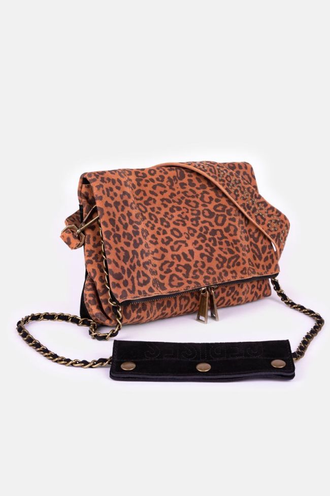 Sac Leter en cuir suède léopard