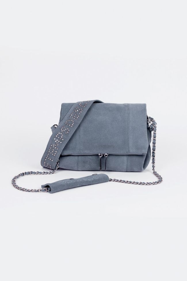 Sac Leter en cuir suède bleu denim