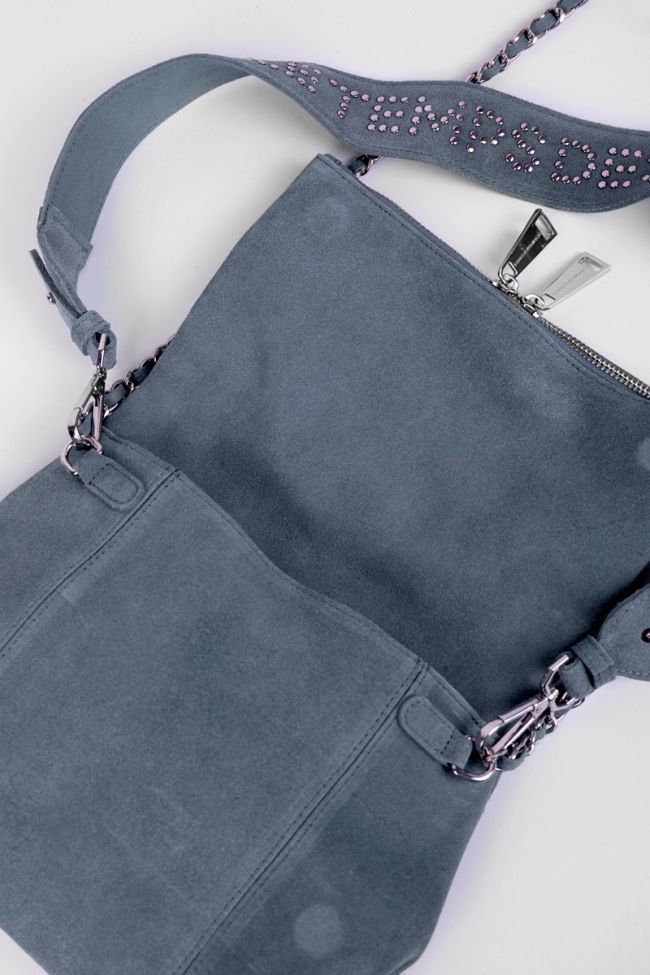 Sac Leter en cuir suède bleu denim