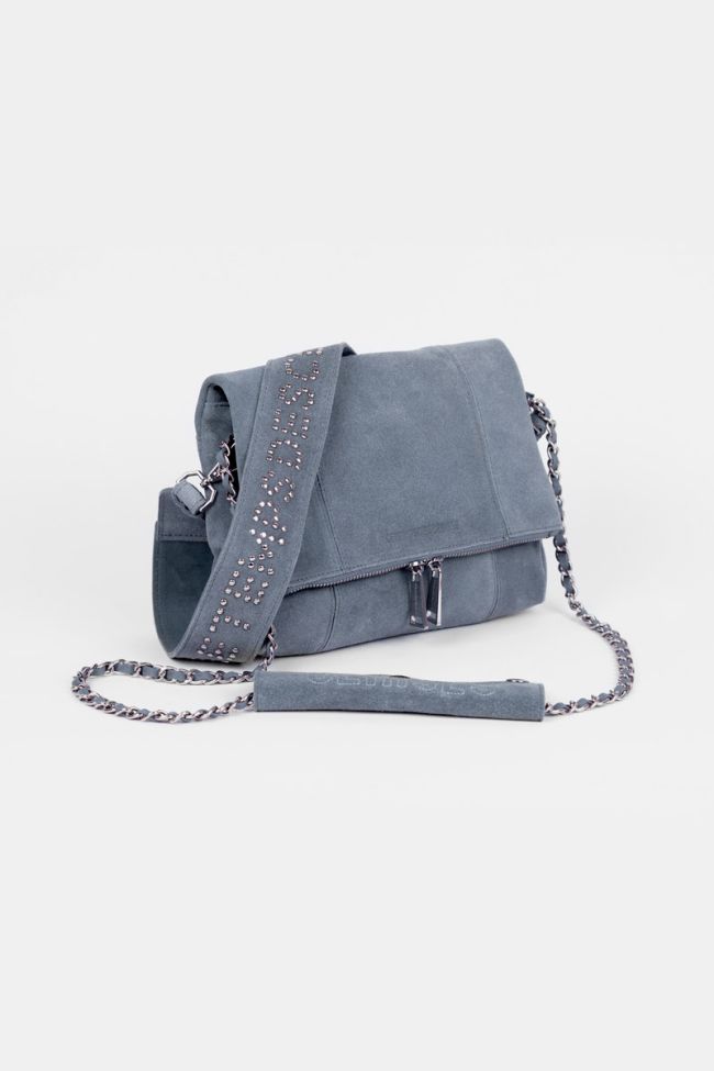Sac Leter en cuir suède bleu denim