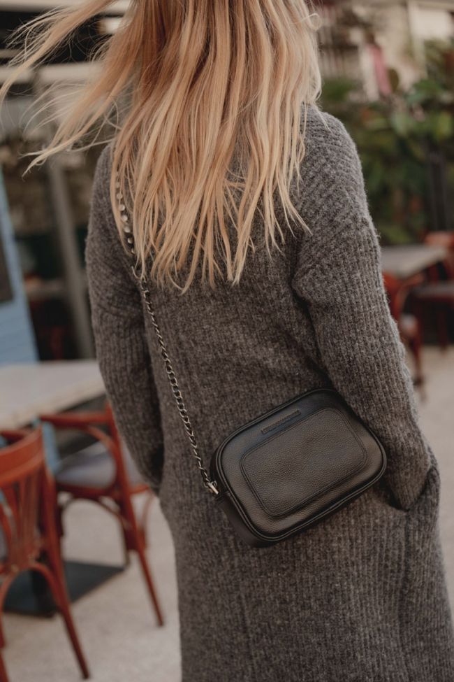 Sac Lou en cuir grainé noir