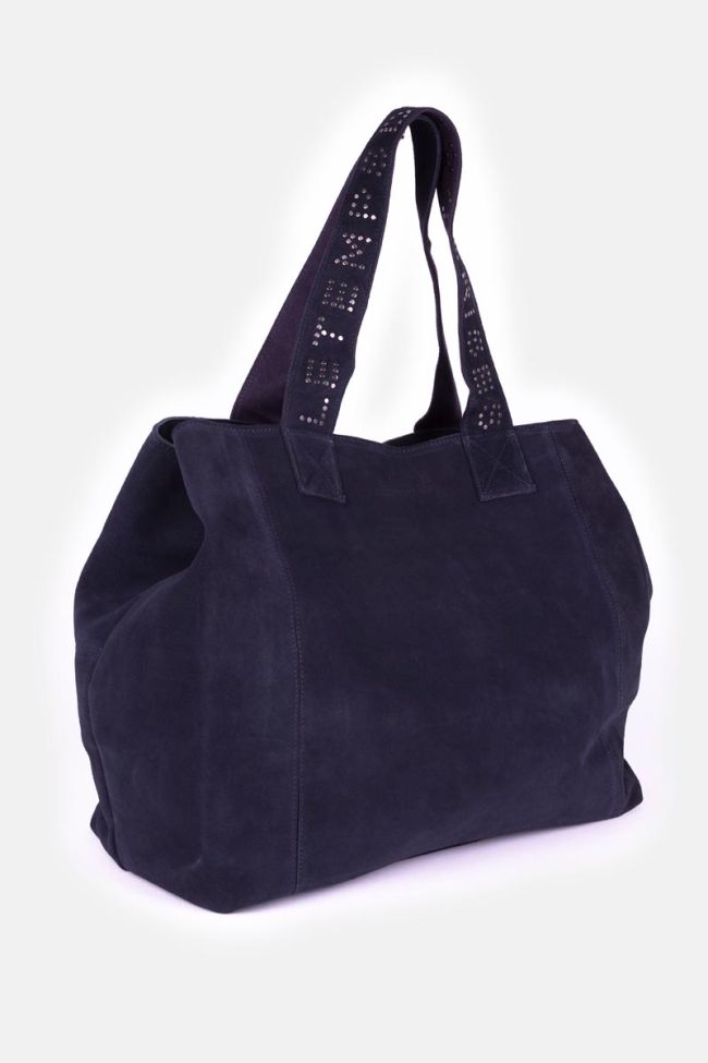 Sac cabas Micky en cuir suède bleu nuit