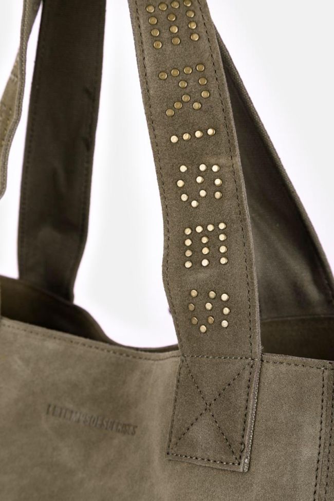 Sac cabas Micky en cuir suède kaki