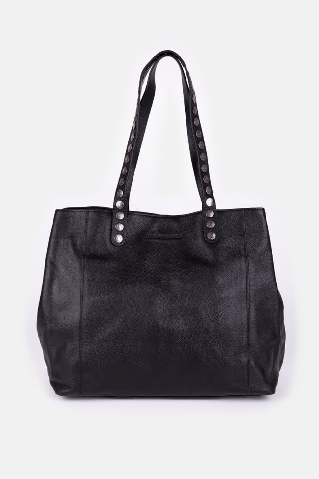 Sac cabas Micky en cuir grainé noir