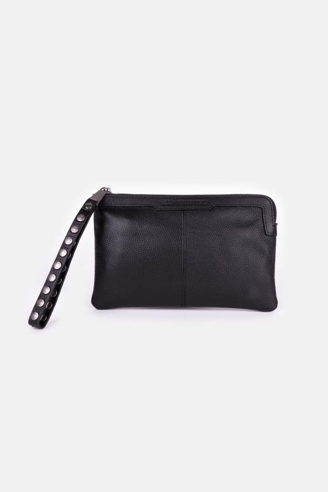 Pochette Oria en cuir grainé noir