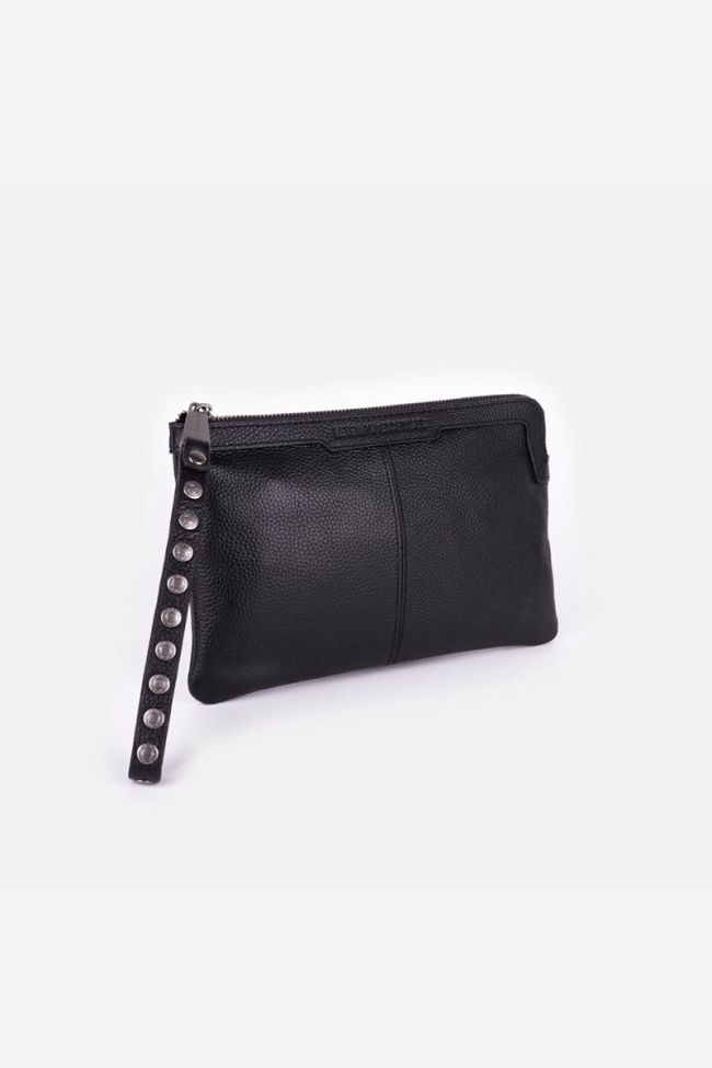 Pochette Oria en cuir grainé noir