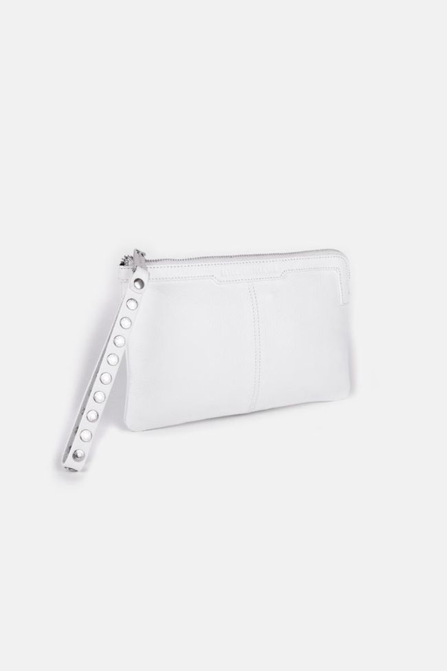 Pochette Oria en cuir grainé blanc