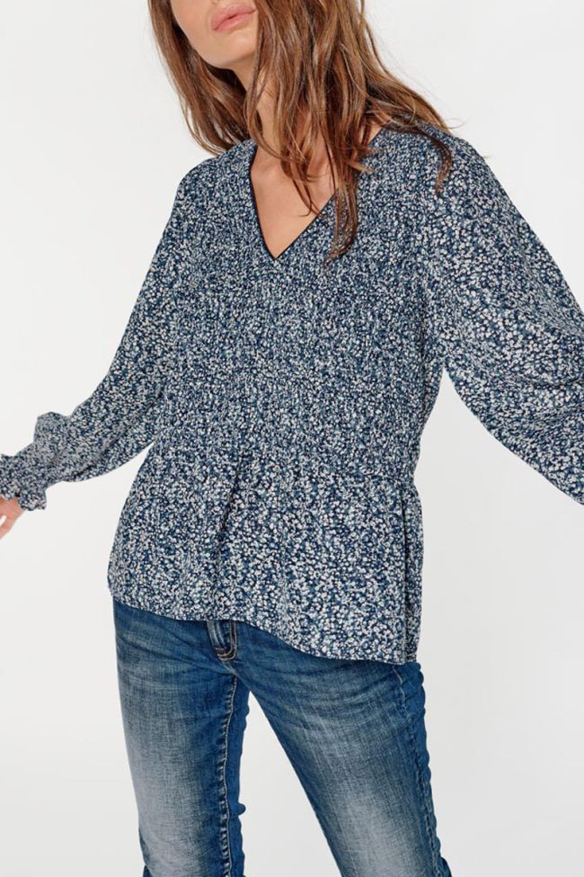 Blouse Song à motif fleuri bleu